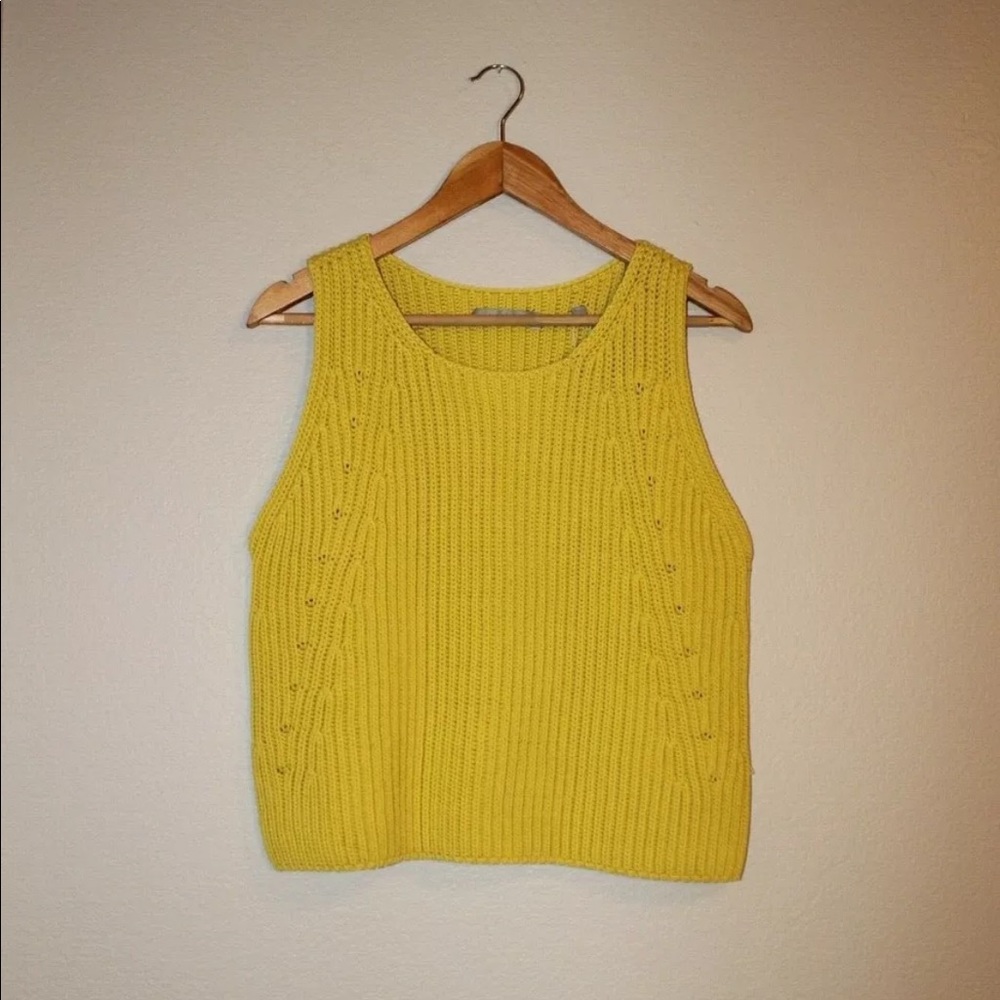 Vince Chunky Knit Tank Top Mustard Yellow